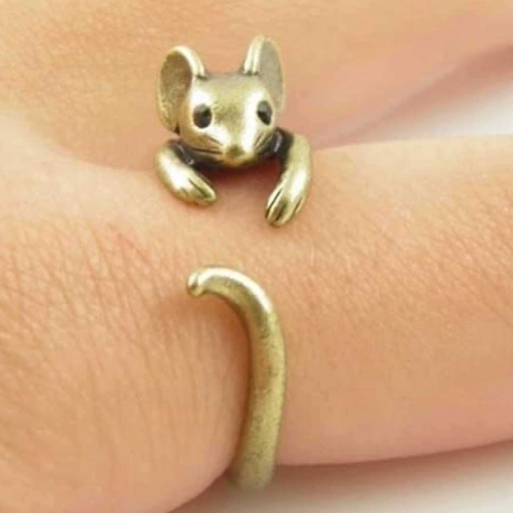 HUG MOUSE RING Adjustable 18k gold plated New